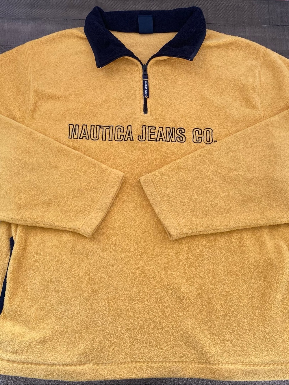 Vintage 90s Nautica Fleece Pullover Quarter Zip Jacket Yellow Men’s Size XXL USA